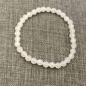 Opalescent Faceted Stretch Bracelet Milky Iridescent